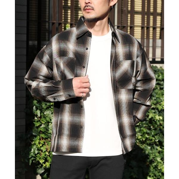 シャツ オンブレチェック長袖シャツ メンズ レディース