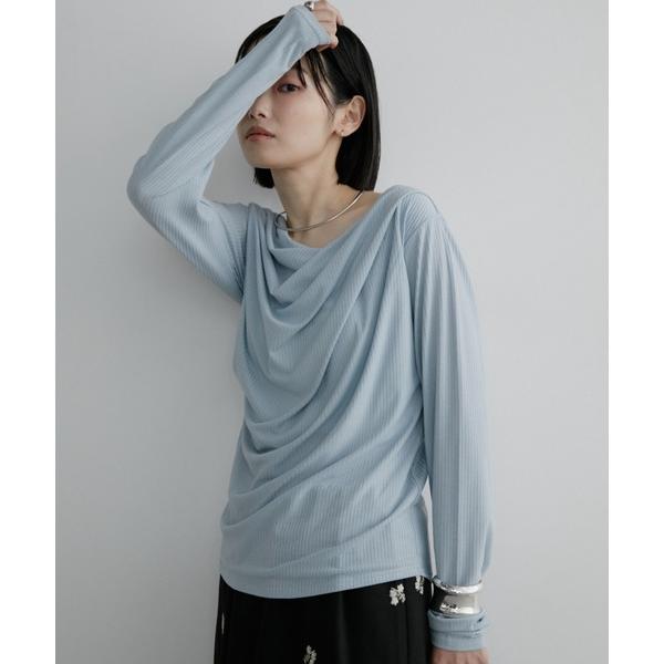 tシャツ リブドレープトップス レディース