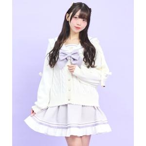 ニット セーター 肩レースアップミドルゲージニットカーディガン レディース