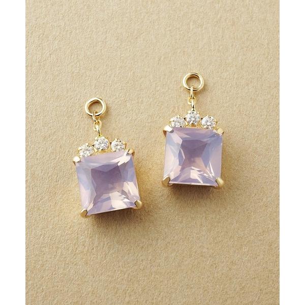 ピアス 「 Palette」K10 パウダー・ムーンライトアメジストチャーム レディース