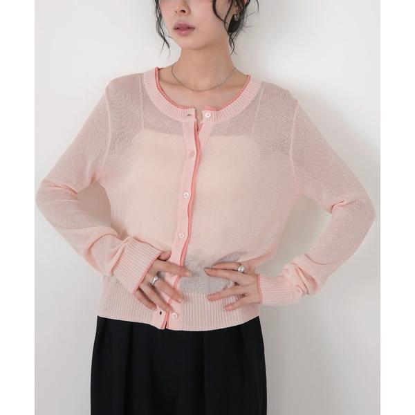 カーディガン シアーバイカラーカーデ レディース