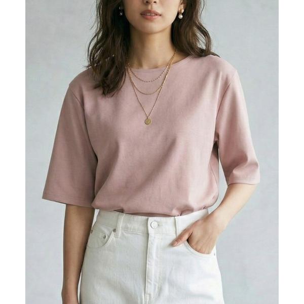 tシャツ 「大人に人気の！」シルケットコットン100％ サイドスリットTシャツ / 五分袖 オーバー...