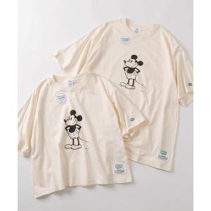 tシャツ 半袖 「71」「DISCUS/ディスカス」×「Disney/ディズニー」ミッキーマウス ショート丈/レギュラー丈 レトロデザイン プリントTシャツ/ワンポイン…