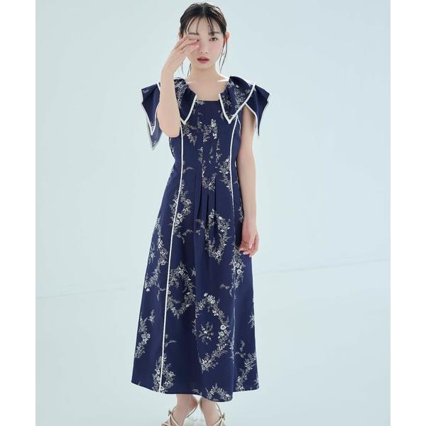 ワンピース 「WEB限定00サイズあり」ラッフルカラープリントワンピース