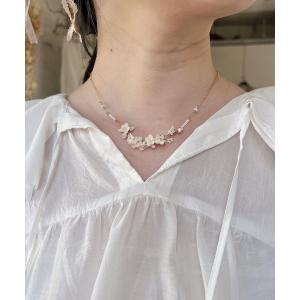 ネックレス ランタナとガラスビーズのネックレス レディース