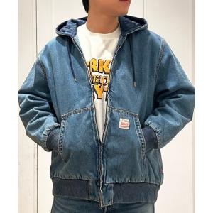 デニムジャケット gジャン 「WORKWEAR」デニムフードジャケット (キルティングライナー / 保温性 / シーズンレスアウター)