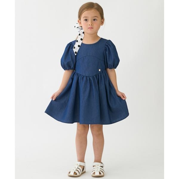 ワンピース 「リンク」袖パフペプラムワンピース キッズ 子供服 女の子