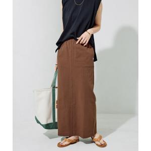 ロング スカート 限定展開　USA コットン Iライン スリット スカート