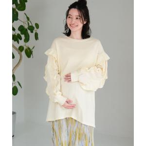 マタニティ 「産前・産後対応」マタニティ／ショルダーフリルカットチュニック　659798