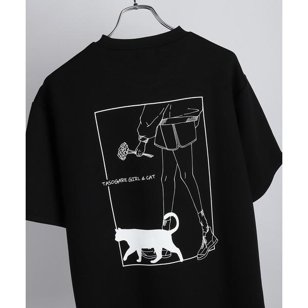 tシャツ TASOGARE GIRL / 黄昏ガール ポンチ素材 バックプリント × ワンポイント刺...