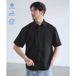 シャツ 半袖 「セットアップ対応」「防シワ・防ピリング・接触冷感」機能性素材テックリネン半袖レギュラーカラーシャツ メンズ