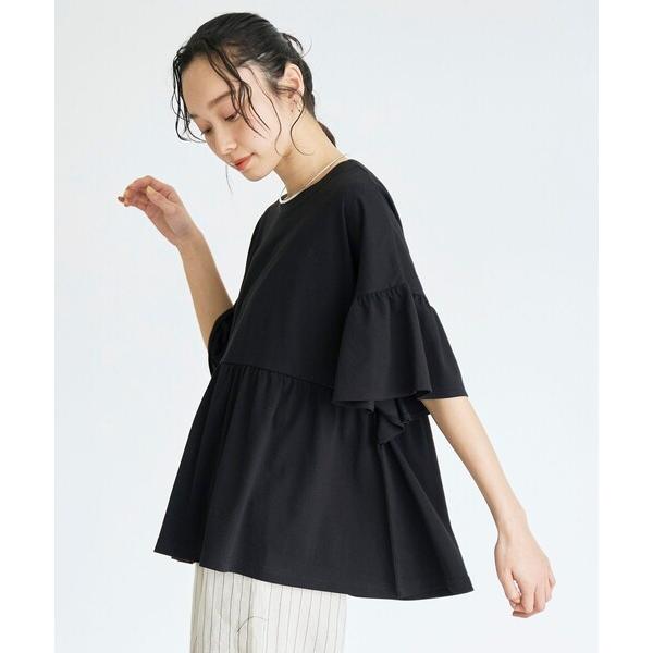 tシャツ 半袖 「UVカット・接触冷感」WELLTECT（ウェルテクト）USAコットン  ペプラムフ...