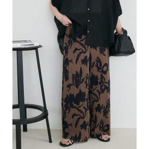 パンツ 花柄プリーツイージーパンツ レディース