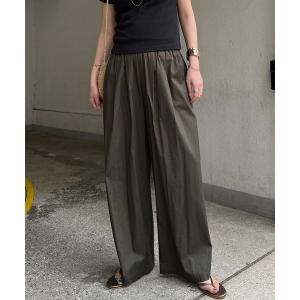 ワイドパンツ パンツ コットンギャザーワイドパンツ レディース