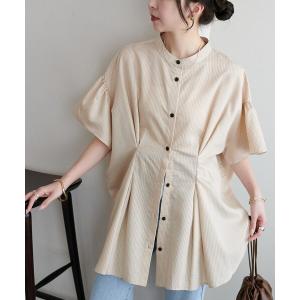 ブラウス シャツ 「WEB限定」タックデザインオーバーシャツ半袖 レディース