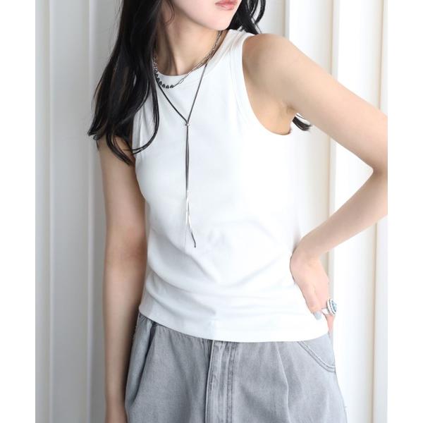 タンクトップ ノースリーブ 「接触冷感」テレコカップ付アメスリタンク レディース