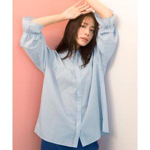 ブラウス シャツ 「貴島明日香さん着用／イージーケア／接触冷感」麻混スタンドギャザーシャツ レディース