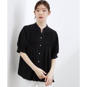 ブラウス シャツ 「貴島明日香さん着用/体型カバー」ON・OFF使えるスモッキングタックブラウス レディース