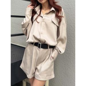 サロペット オーバーオール フラップポケットベルト付オールインワン レディース