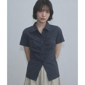 ブラウス シャツ 半袖 gather compact-fit shirt / ギャザータイトシャツ レディース