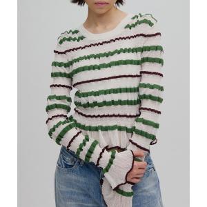 ニット セーター BUMPY MULTI BORDER KNIT TOP レディース