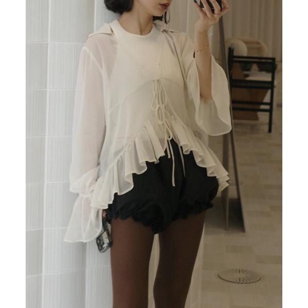ブラウス シャツ 「ZOZOTOWN限定」RIBBON FRILL SHEER BROUSE レディ...