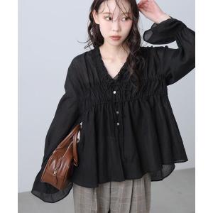 ブラウス シャツ シャーリングドロストブラウス レディース