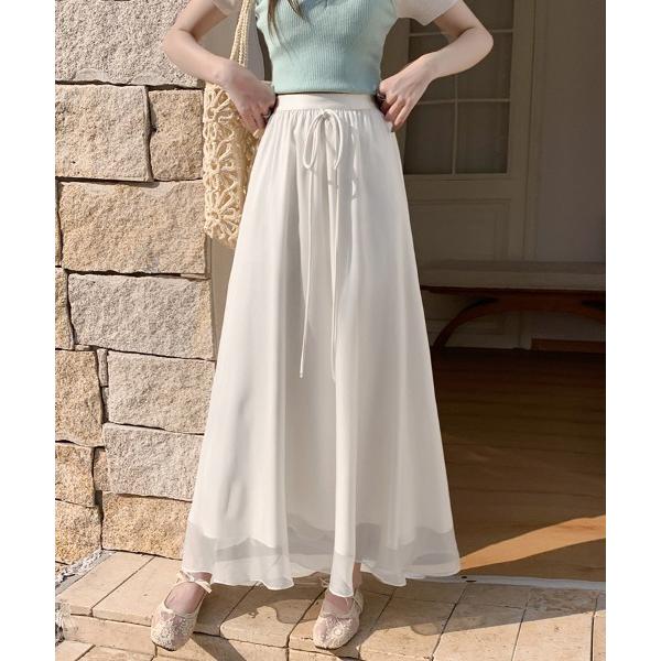 スカート シフォンデザインロングスカート