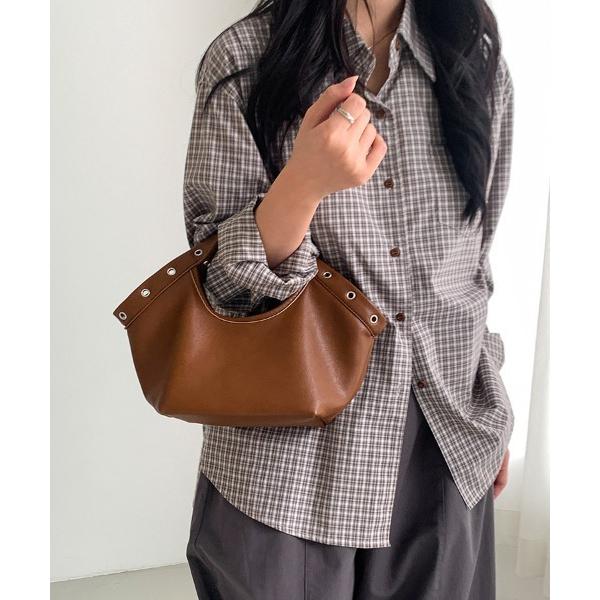 ハンドバッグ ミニ巾着付き×ハトメデザイン2WAYバック