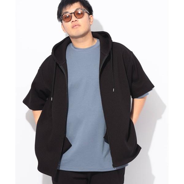 パーカー パーカー 半袖 メンズ 大きいサイズ SOLOTEX ストレッチ ヘビーワッフル フルジッ...