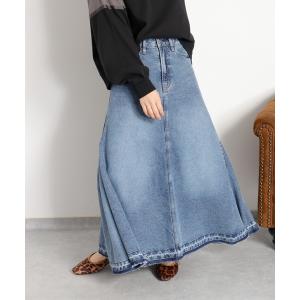 デニムスカート 「歩くたび美しく揺れる」サイドタックフレアデニムスカート
