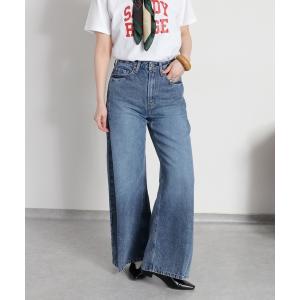 ジーンズ デニム デニムパンツ 「軽やかに広がる、美脚タックフレア」サイドタックワイドデニムパンツ レディース