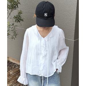 ブラウス シャツ 「ISOOK / アイスー」フロントフリルブラウス / ワッシャー シアーシャツ シアートップス シースルー 長袖 春服 春トップス ホワイト ZOZ…