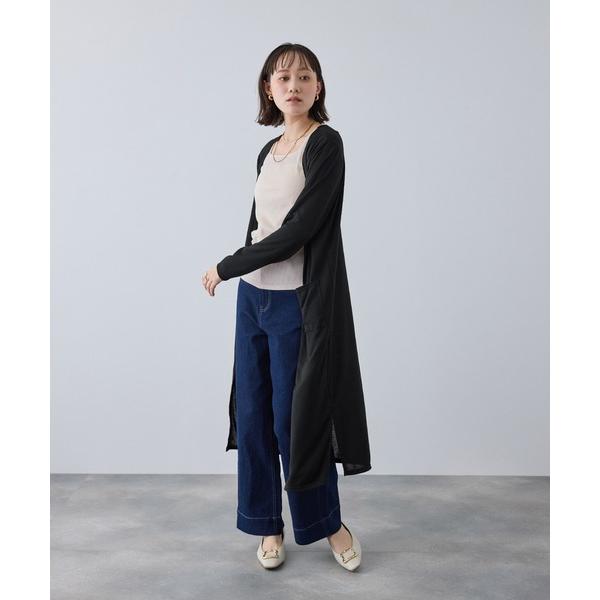 カーディガン 「洗える」エブ楽 シアーVネックロングカーディガン「CROSS FUNCTION/クロ...
