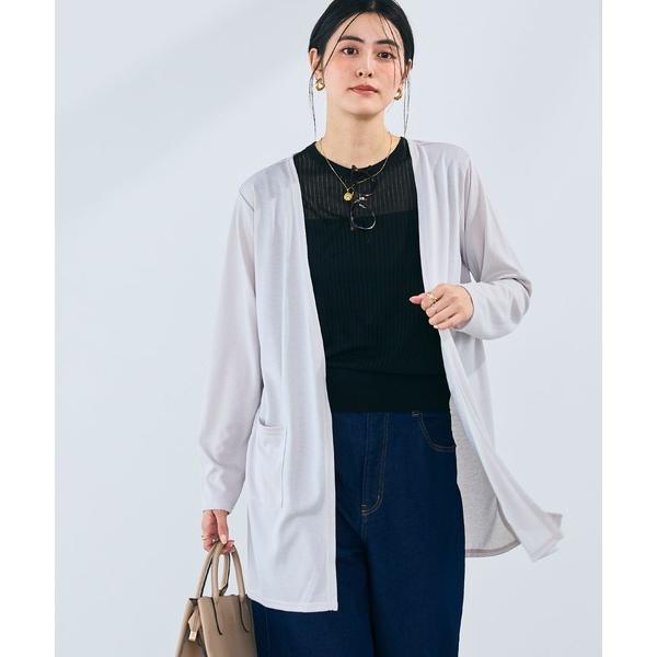 カーディガン 「洗える」エブ楽 シアーVネックミドルカーディガン「CROSS FUNCTION/クロ...