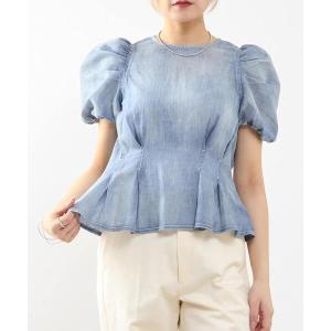 ブラウス シャツ 「A_/エース」シアーデニムパフブラウス レディース