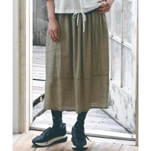スカート レーヨン麻ストレッチギャザースカート