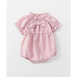 ベビー服 ロンパース リボン付きチェック柄カバーオールの買取情報