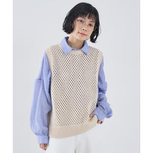ベスト ジレ メッシュ柄ベスト レディース