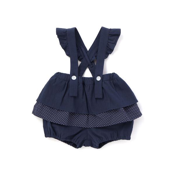 ベビー 「マリンシリーズ」段フリルサスペンダー付きブルマベビー(70~80cm)