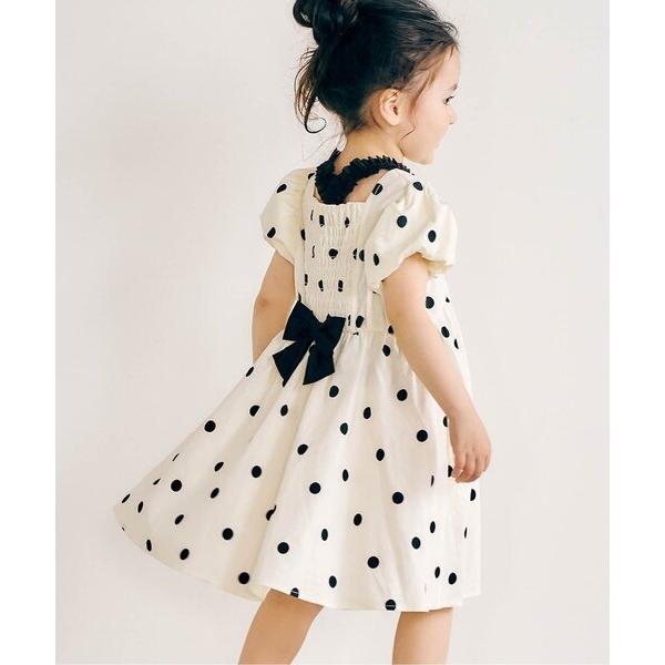 ワンピース パフスリーブバックリボンワンピース キッズ 子供服 女の子