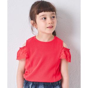 tシャツ 「さらっとワッフル」ガールズ レース オフショルトップス キッズ 子供服 女の子