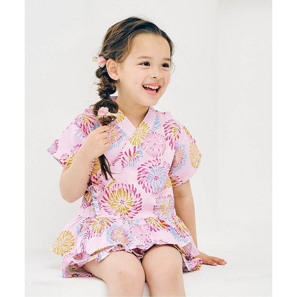 浴衣 アプレのはんなりGIRLSペプラム甚平 キッズ 子供 女の子
