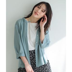 ブラウス シャツ 「2WAY」スムージーポリエステル フリルネック ブラウス レディース