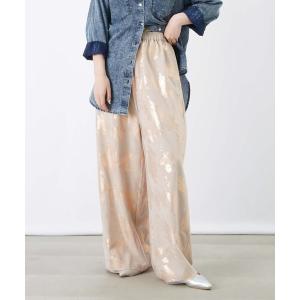 パンツ LC/LLL ジョーゼット箔プリントチュールレイヤードパンツ レディース