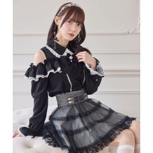 ブラウス シャツ 「SNSでも大反響」フロントレースアップ肩開きブラウス レディース