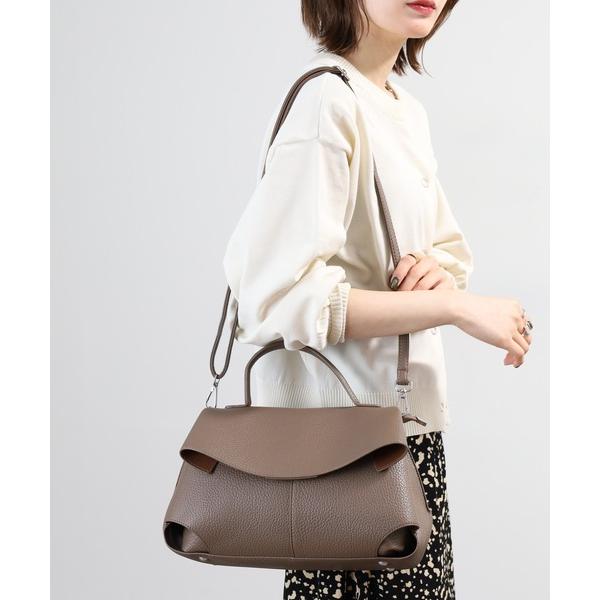 ハンドバッグ 折り返しフラップ横長ショルダーバッグ
