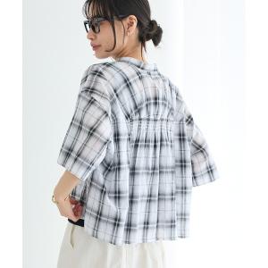 ブラウス シャツ バックギャザーポンチョシャツ  レディース