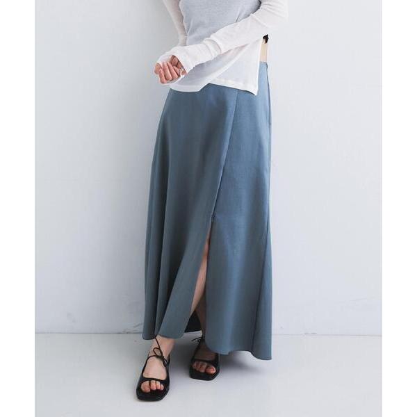 スカート satin slit flare skirt