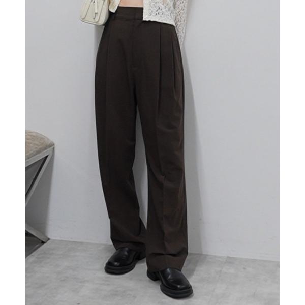 スラックス パンツ ベーシックツータックパンツ レディース